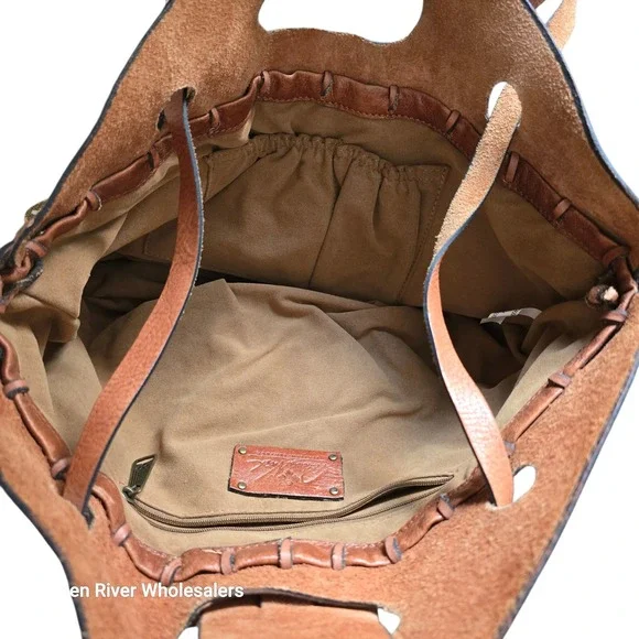 Patricia Nash Boho Woven Leather Trim Shoulder Bag Green Geometric Pattern - Picture 6 of 10